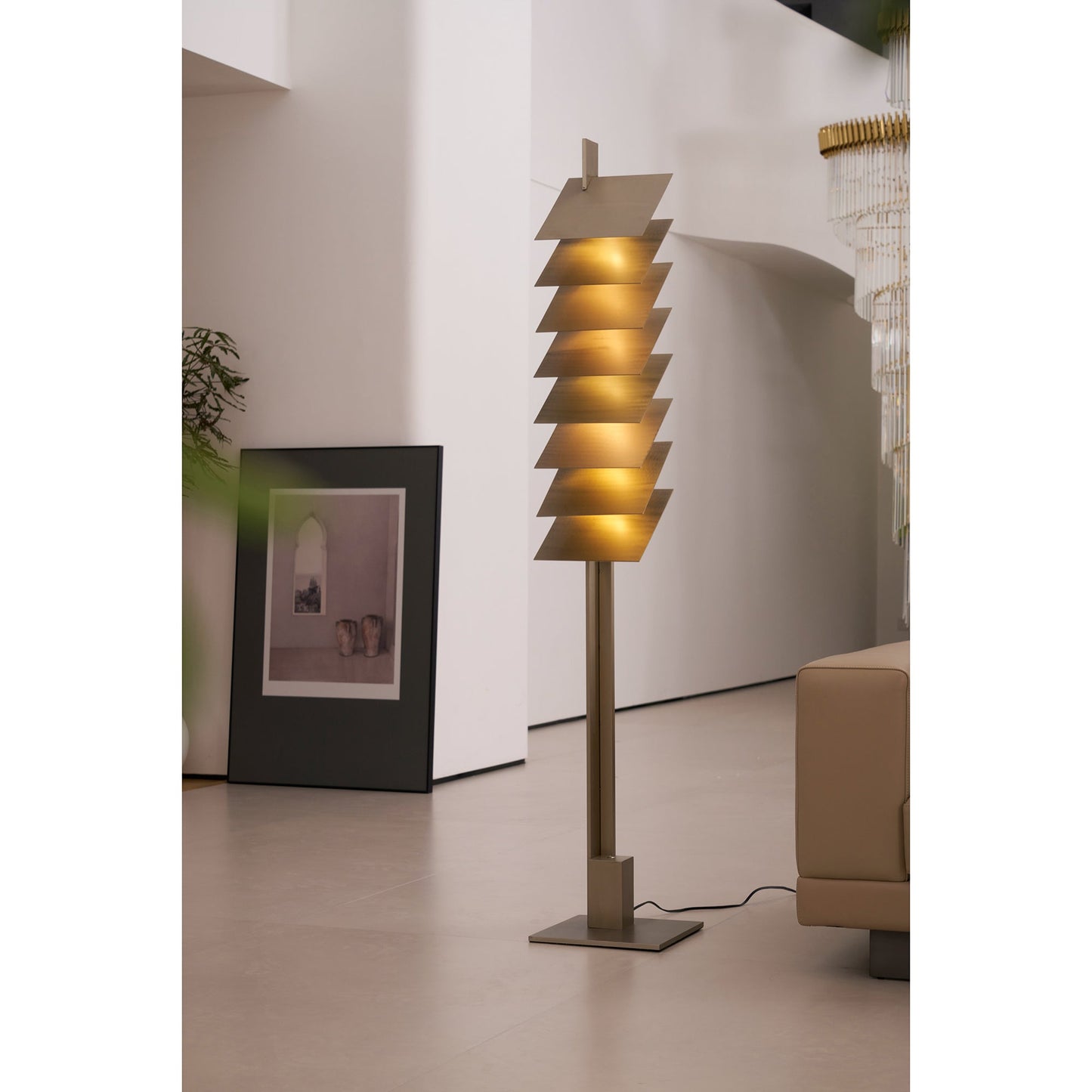 Be Patient Floor Lamp | Industrial Stainless Steel & Aluminum Louvered Light