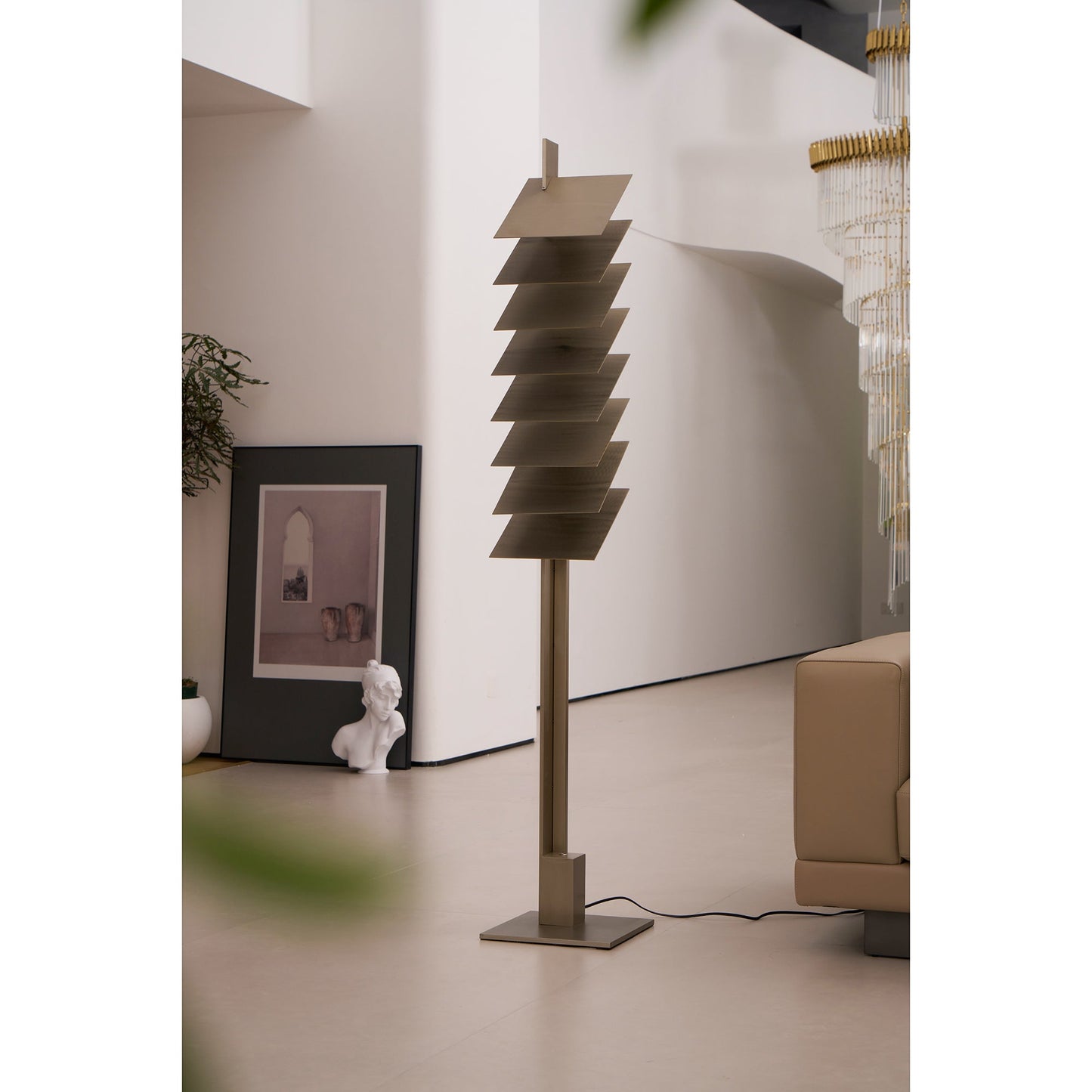 Be Patient Floor Lamp | Industrial Stainless Steel & Aluminum Louvered Light