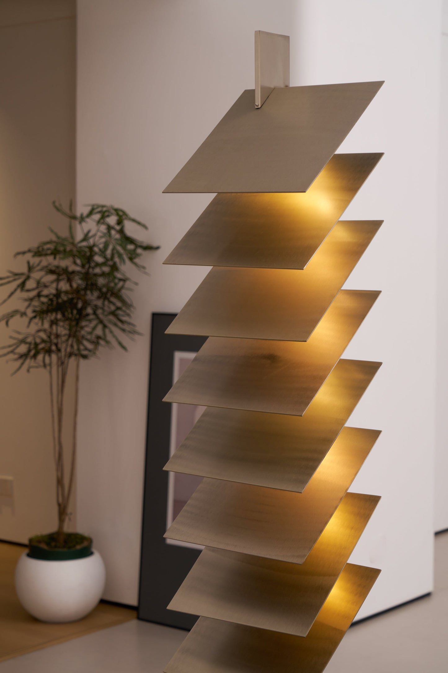 Be Patient Floor Lamp | Industrial Stainless Steel & Aluminum Louvered Light