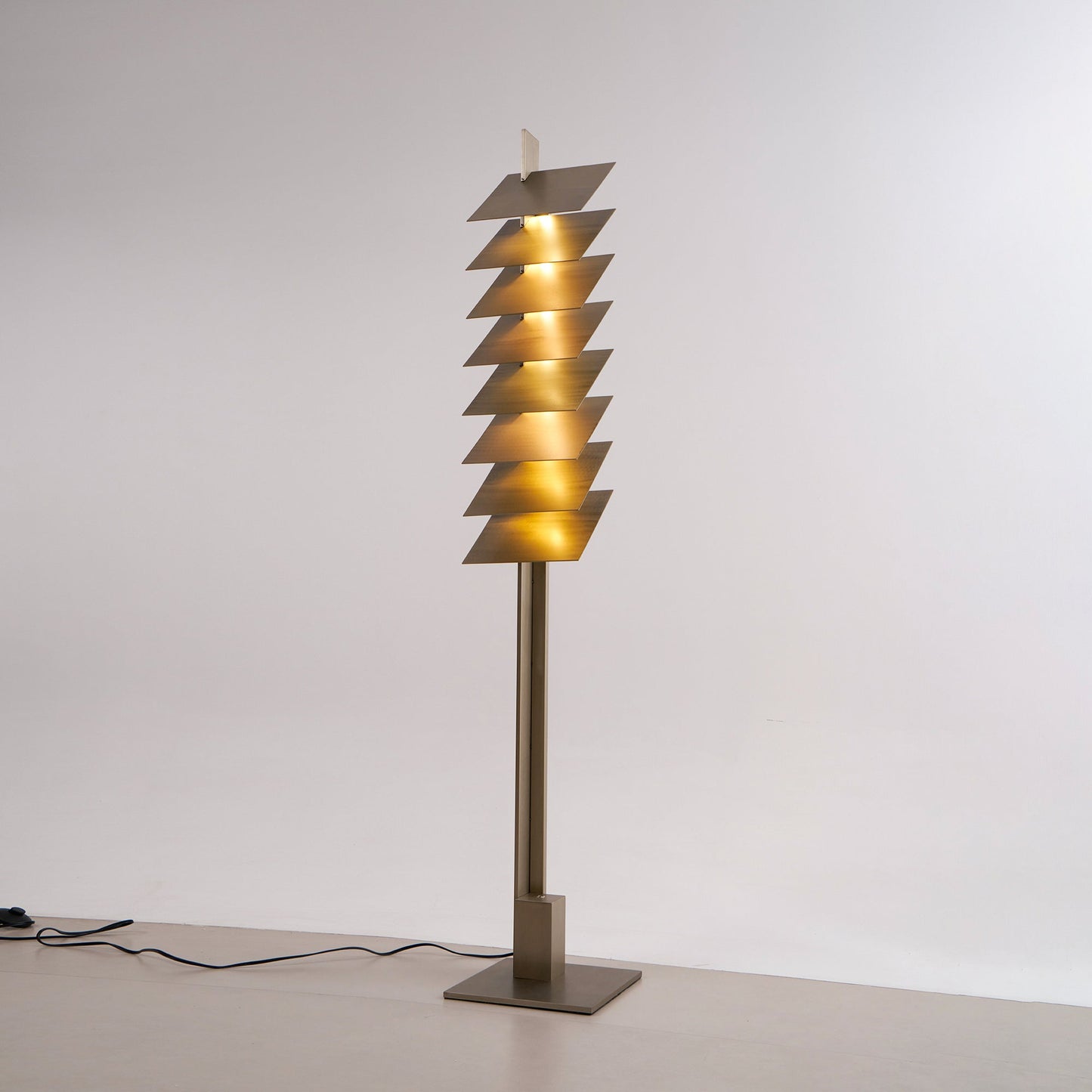 Be Patient Floor Lamp | Industrial Stainless Steel & Aluminum Louvered Light