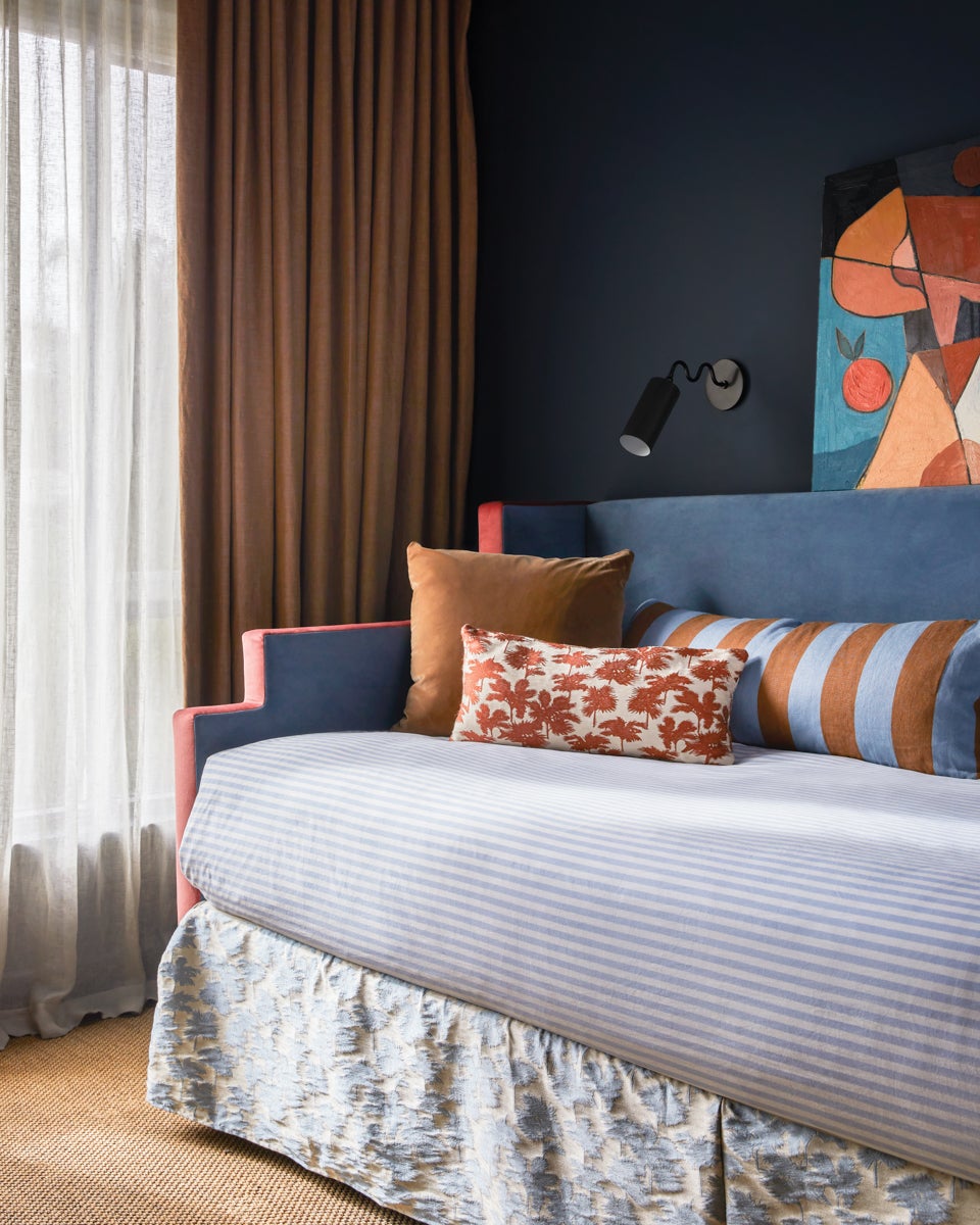 Bea Wall Sconce | Modern Undulating Arm Brass & Fabric Wall Lamp