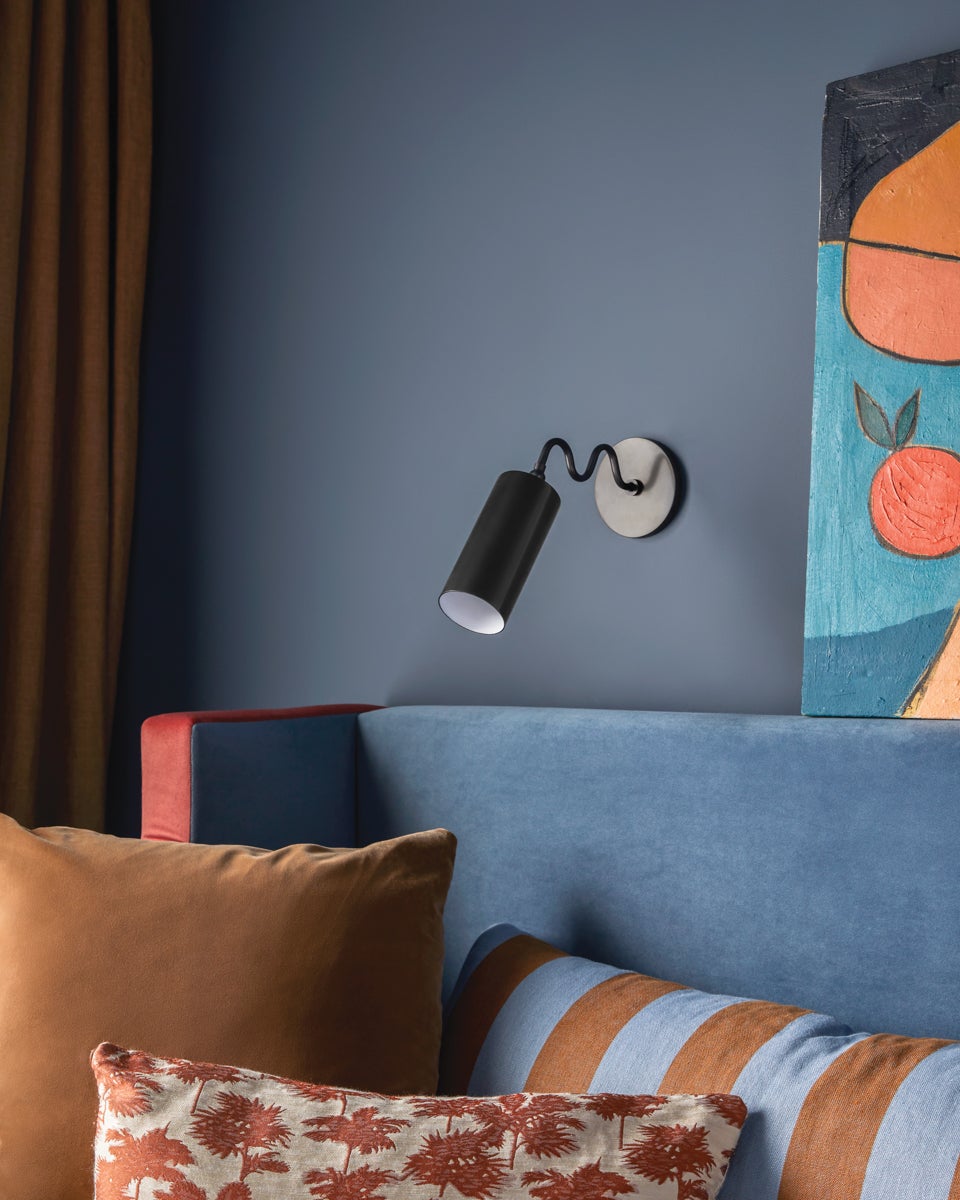 Bea Wall Sconce | Modern Undulating Arm Brass & Fabric Wall Lamp