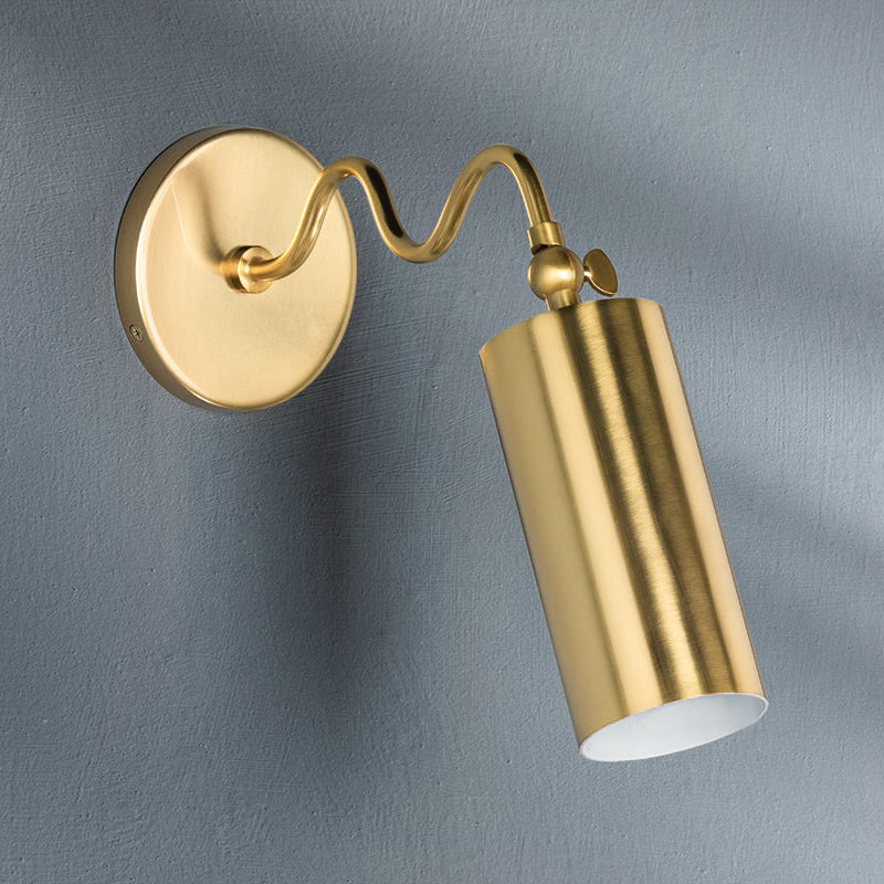 Bea Wall Sconce | Modern Undulating Arm Brass & Fabric Wall Lamp