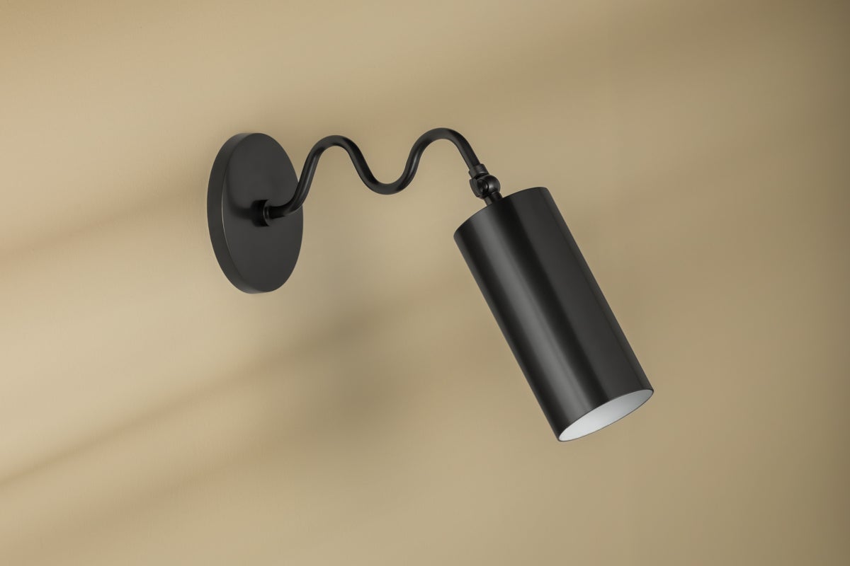 Bea Wall Sconce | Modern Undulating Arm Brass & Fabric Wall Lamp