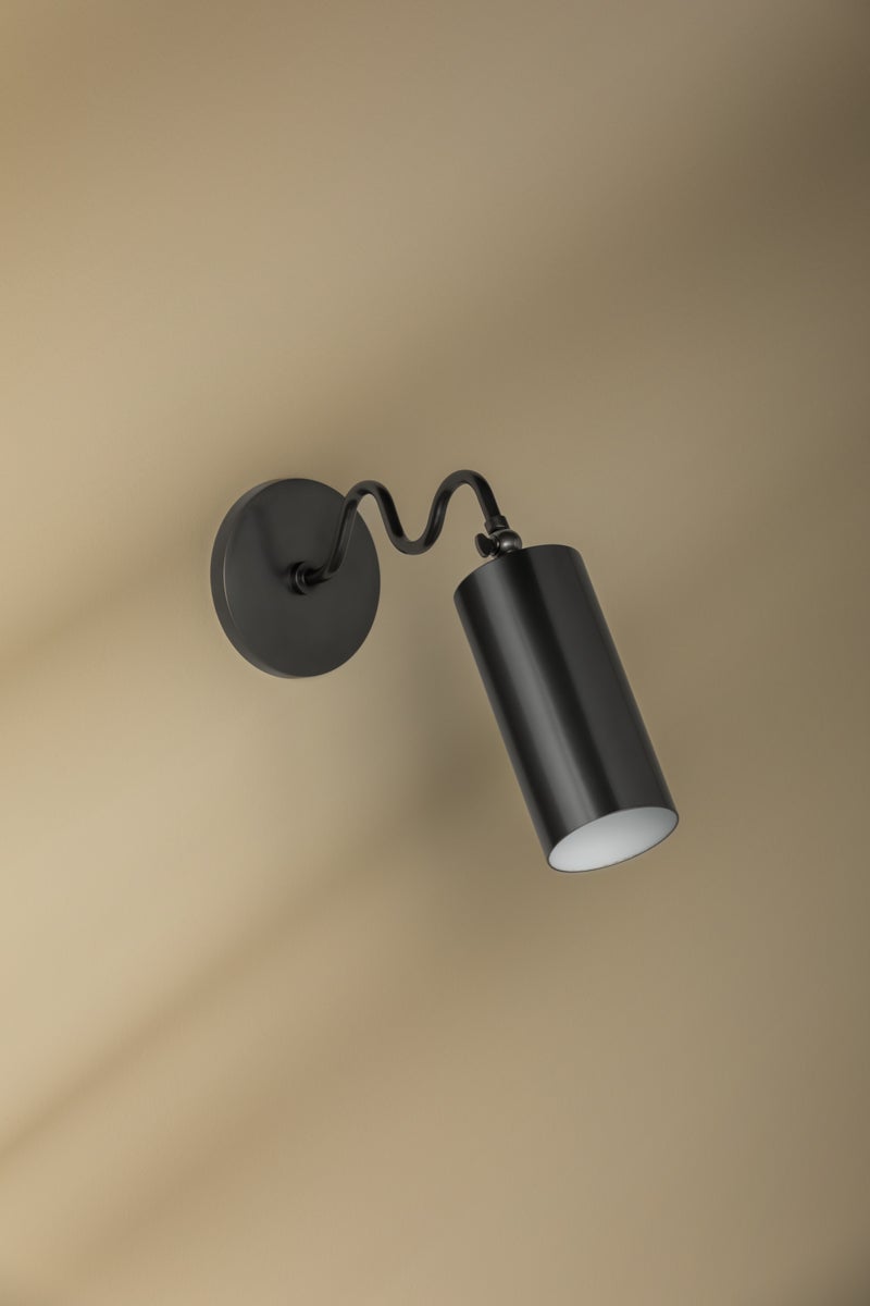 Bea Wall Sconce | Modern Undulating Arm Brass & Fabric Wall Lamp