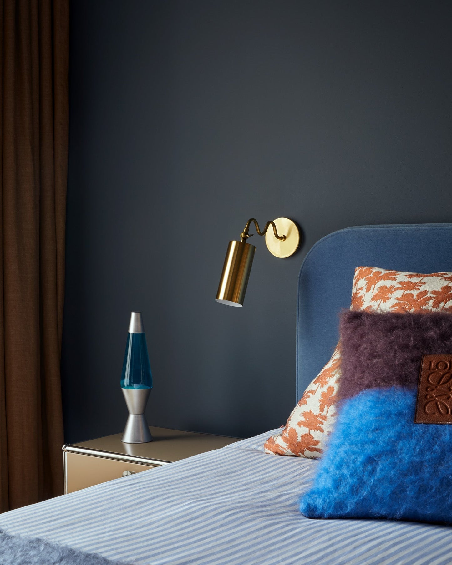 Bea Wall Sconce | Modern Undulating Arm Brass & Fabric Wall Lamp