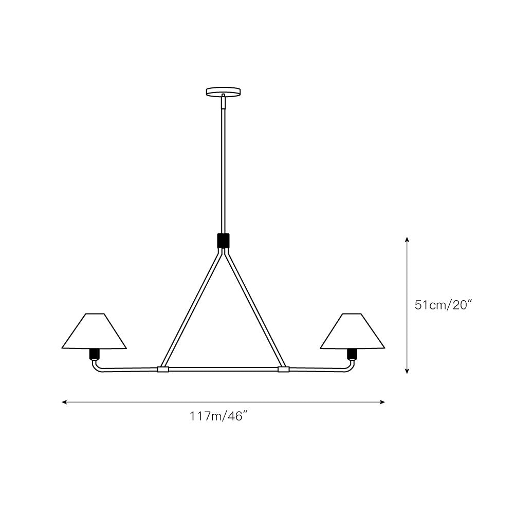 Beatrix Linear Chandelier | Modern Brass & Fabric Shade Island Light