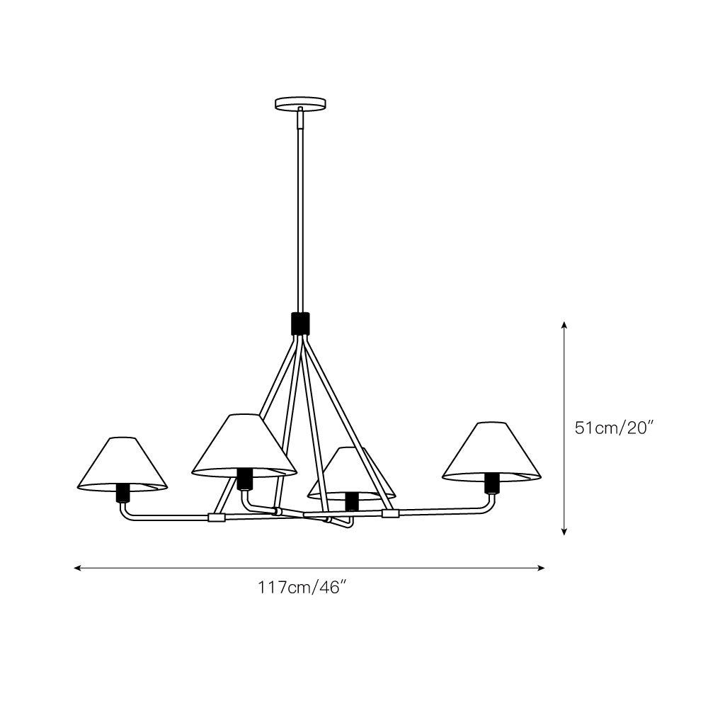 Beatrix Linear Chandelier | Modern Brass & Fabric Shade Island Light