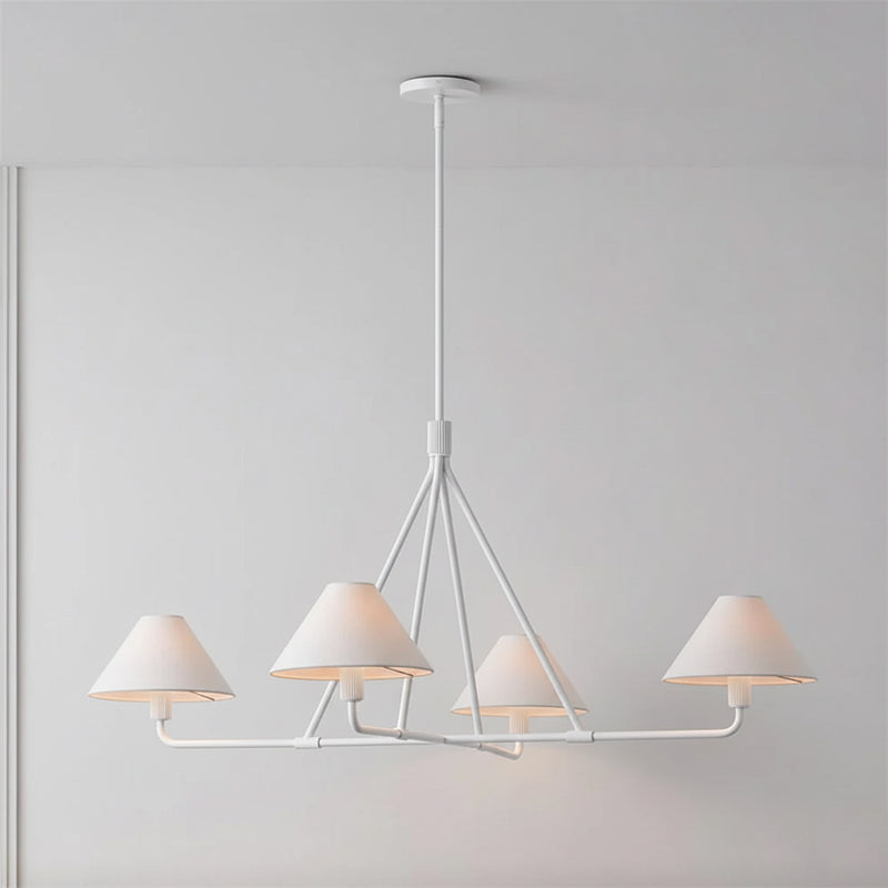 Beatrix Linear Chandelier | Modern Brass & Fabric Shade Island Light