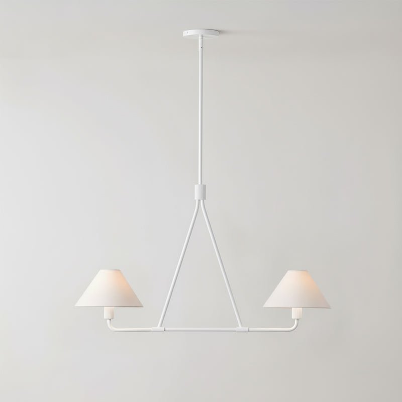 Beatrix Linear Chandelier | Modern Brass & Fabric Shade Island Light
