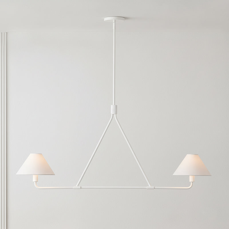 Beatrix Linear Chandelier | Modern Brass & Fabric Shade Island Light