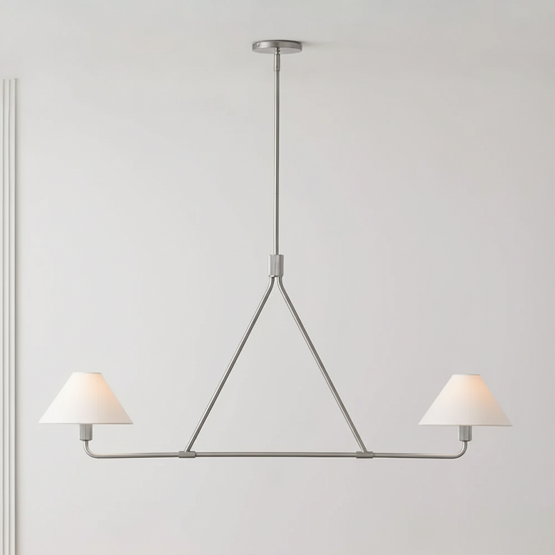 Beatrix Linear Chandelier | Modern Brass & Fabric Shade Island Light