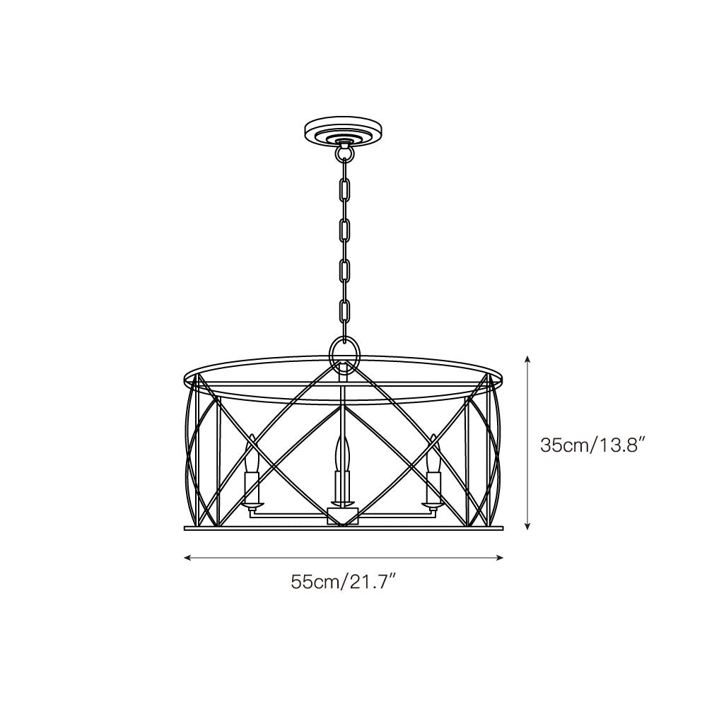Beatrix Lantern Chandelier | Modern Drum Criss-Cross Metal Pendant