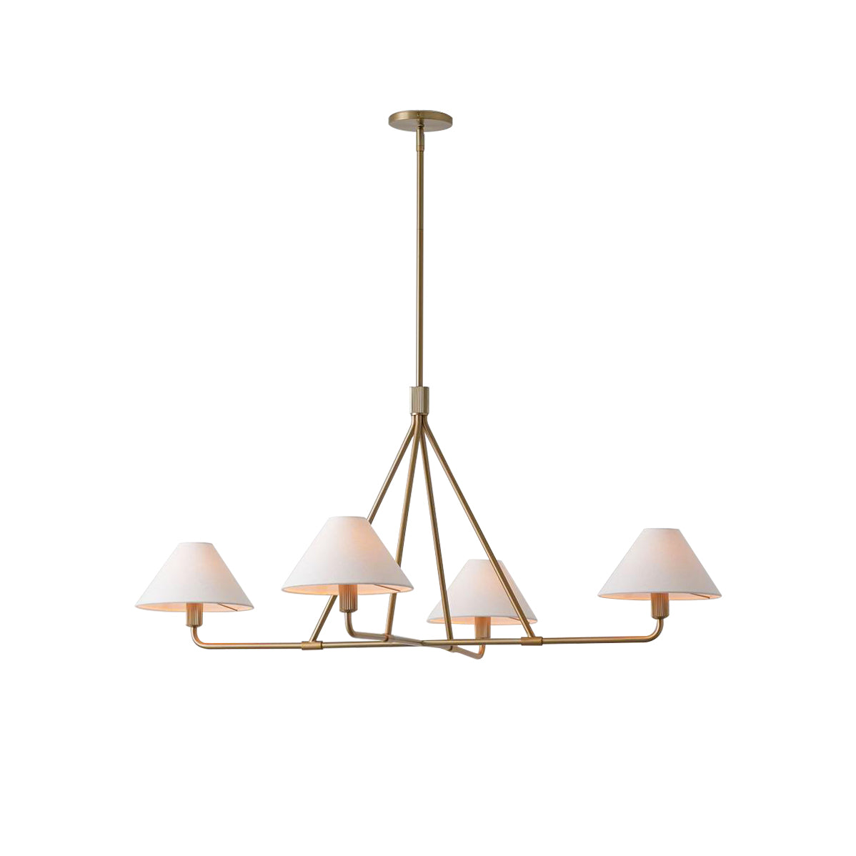 Beatrix Linear Chandelier | Modern Brass & Fabric Shade Island Light