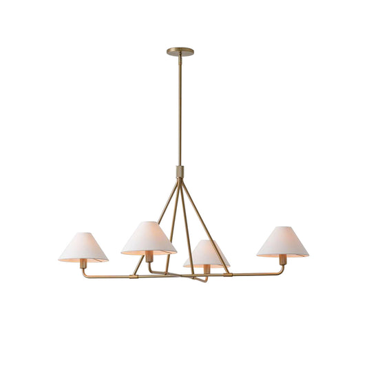 Beatrix Linear Chandelier | Modern Brass & Fabric Shade Island Light