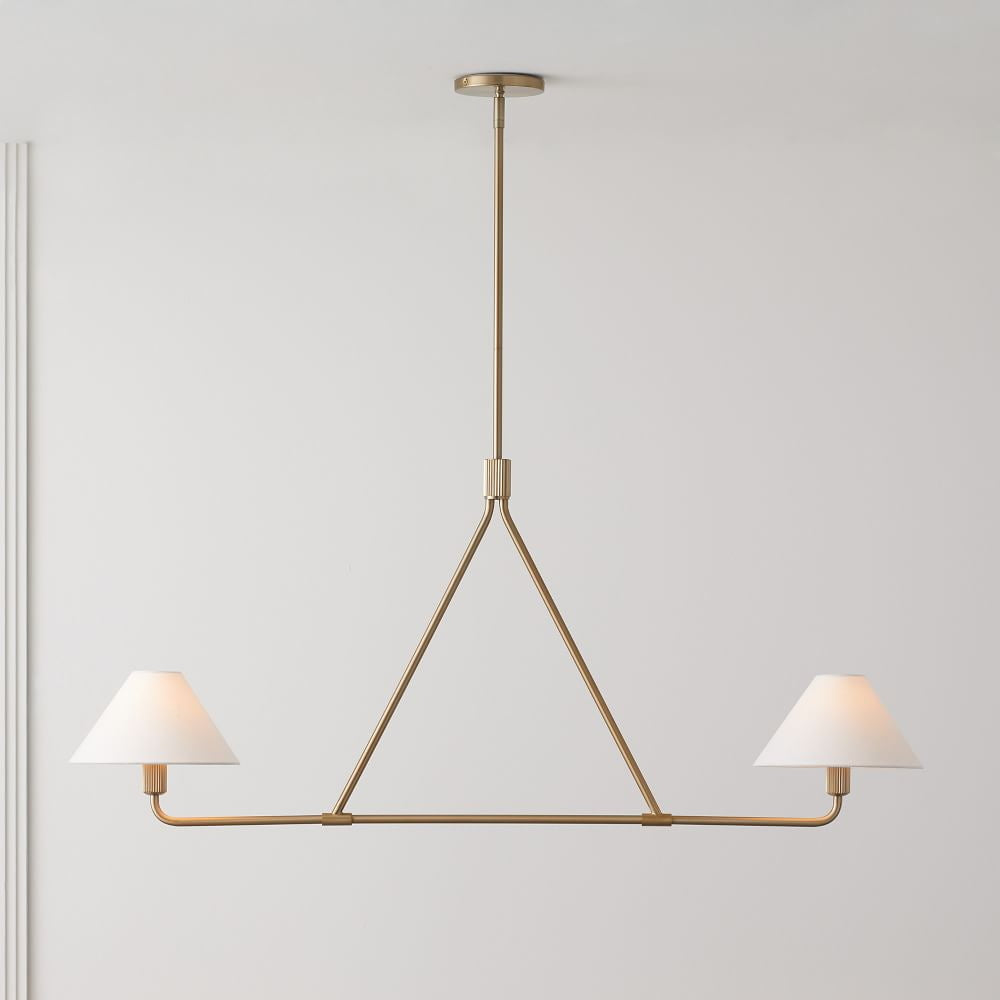 Beatrix Linear Chandelier | Modern Brass & Fabric Shade Island Light