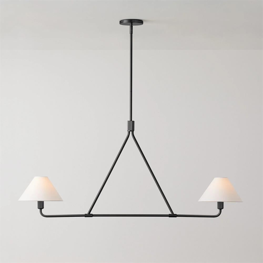Beatrix Linear Chandelier | Modern Brass & Fabric Shade Island Light