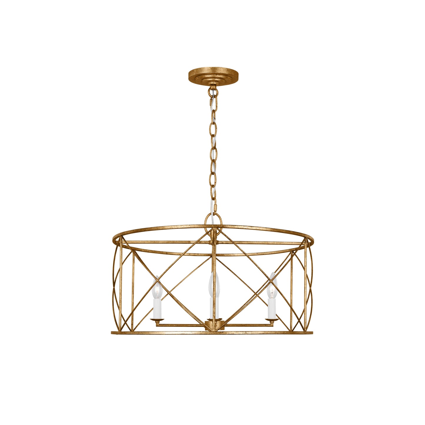 Beatrix Lantern Chandelier | Modern Drum Criss-Cross Metal Pendant