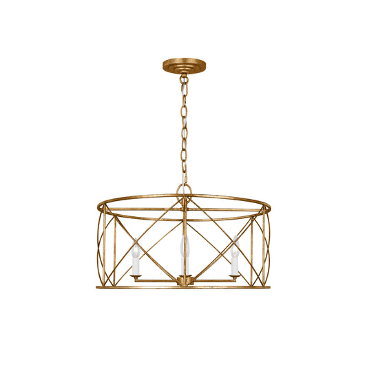 Beatrix Lantern Chandelier | Modern Drum Criss-Cross Metal Pendant
