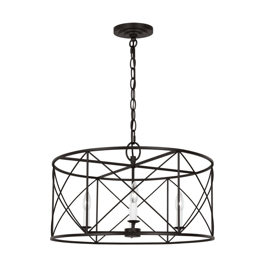 Beatrix Lantern Chandelier | Modern Drum Criss-Cross Metal Pendant