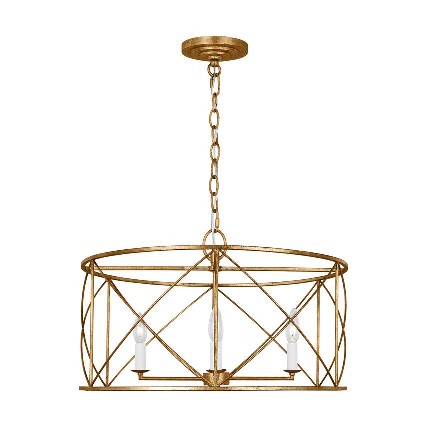 Beatrix Lantern Chandelier | Modern Drum Criss-Cross Metal Pendant