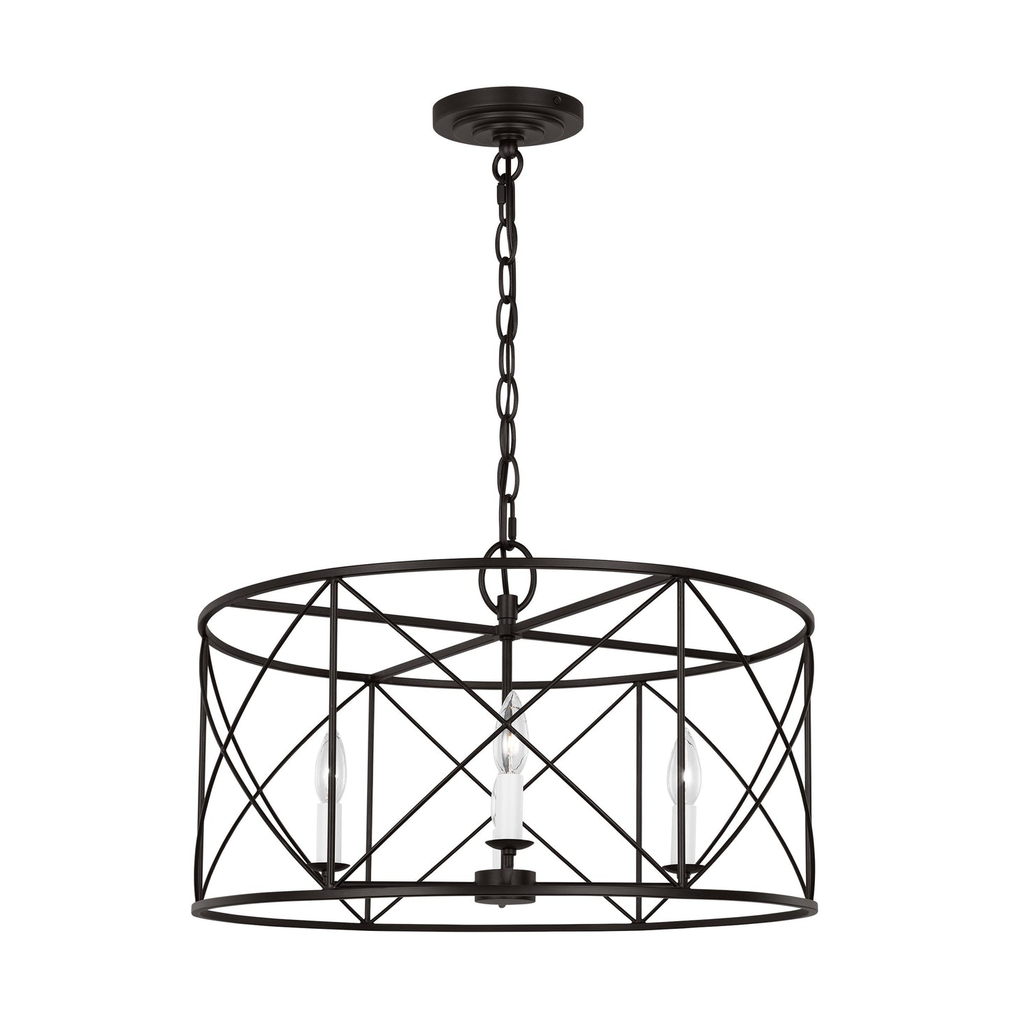 Beatrix Lantern Chandelier | Modern Drum Criss-Cross Metal Pendant