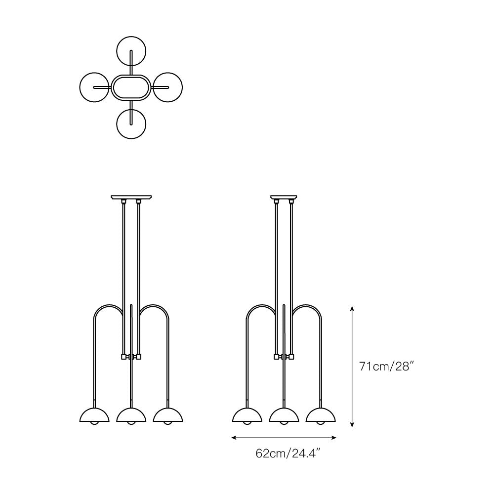 Beaubien Atelier Chandelier | Modern Industrial Linear Brass Joint Pendant