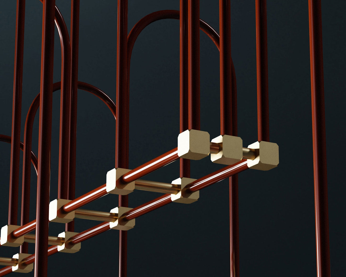 Beaubien Atelier Chandelier | Modern Industrial Linear Brass Joint Pendant