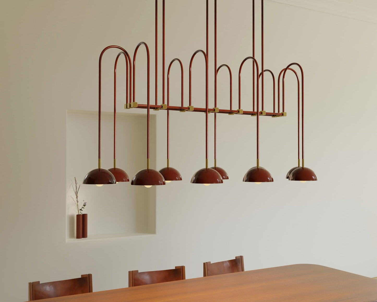 Beaubien Atelier Chandelier | Modern Industrial Linear Brass Joint Pendant