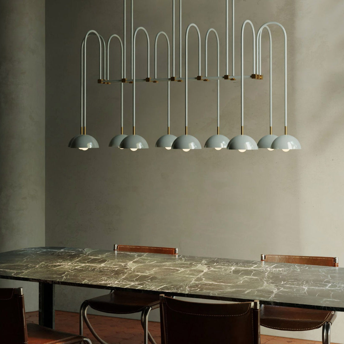 Beaubien Atelier Chandelier | Modern Industrial Linear Brass Joint Pendant
