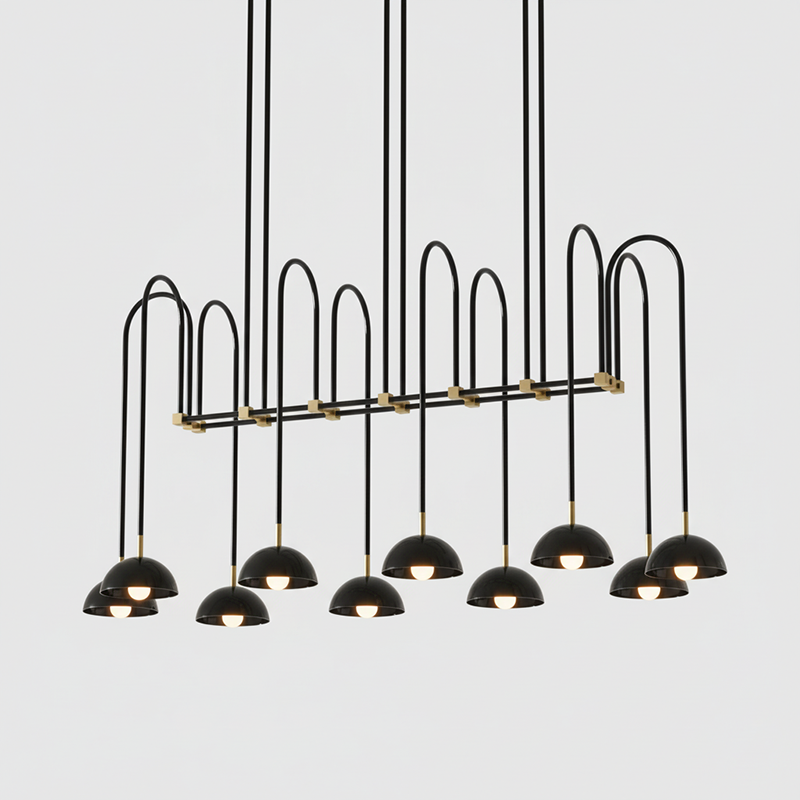 Beaubien Atelier Chandelier | Modern Industrial Linear Brass Joint Pendant