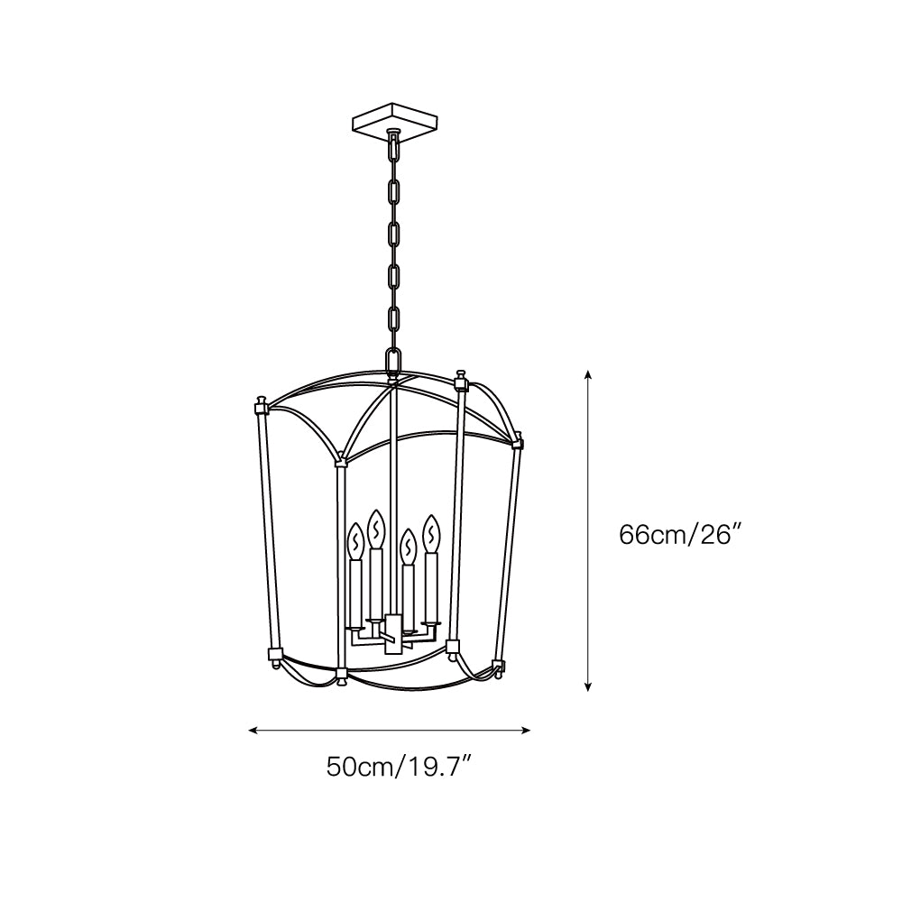 Beaux Lantern Pendant | Modern Minimalist 3/4 Light Iron Caged Chandelier