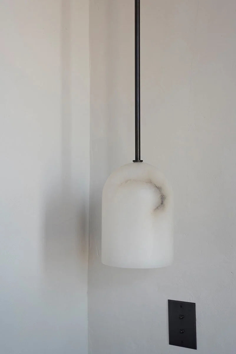 Belfry Arm Alabaster Pendant | Modern Minimalist Natural Stone Hanging Light