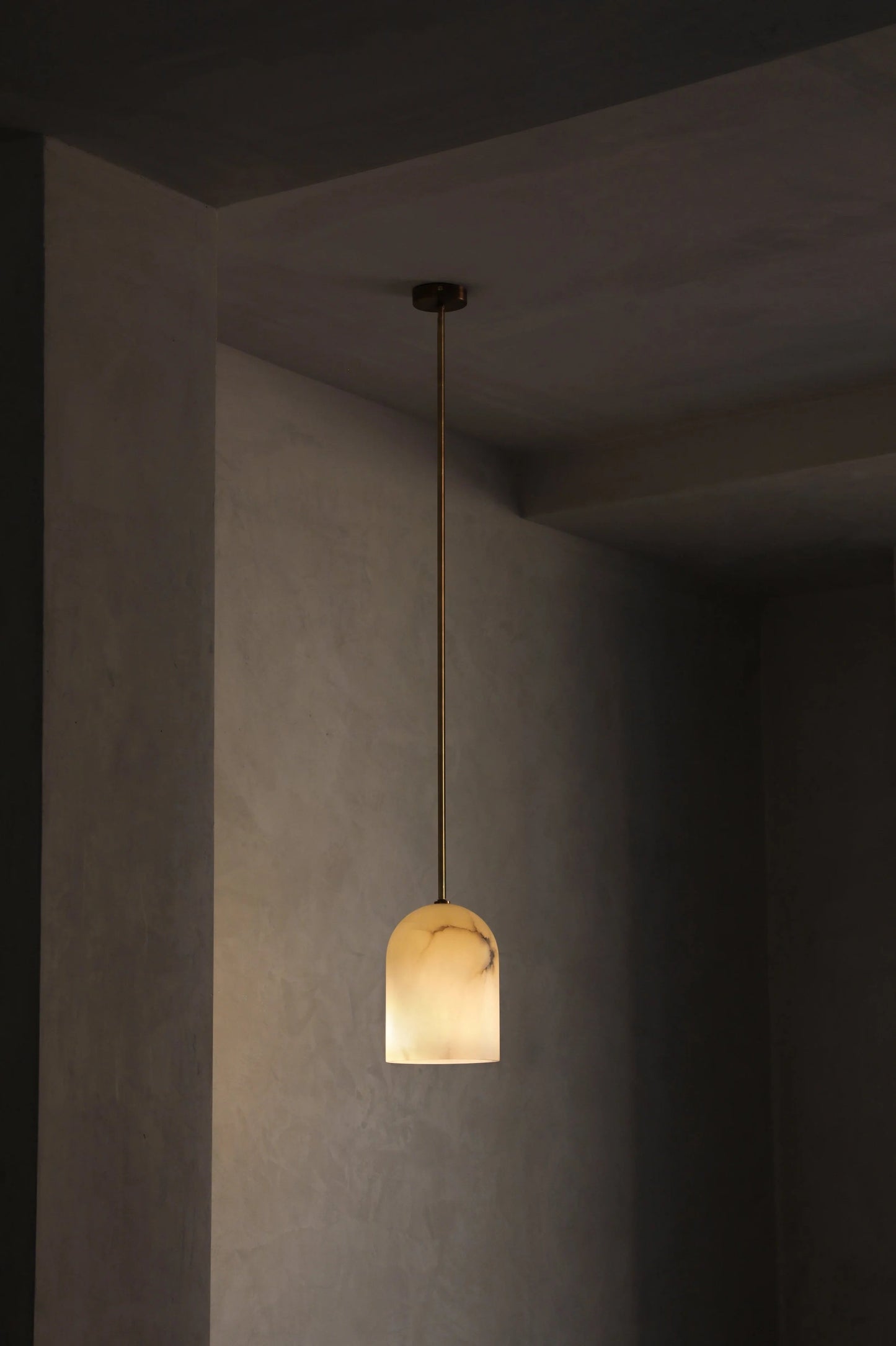 Belfry Arm Alabaster Pendant | Modern Minimalist Natural Stone Hanging Light