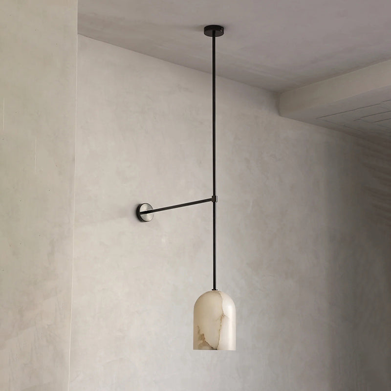 Belfry Arm Alabaster Sconce | Tall 100cm Natural Stone Wall Lamp