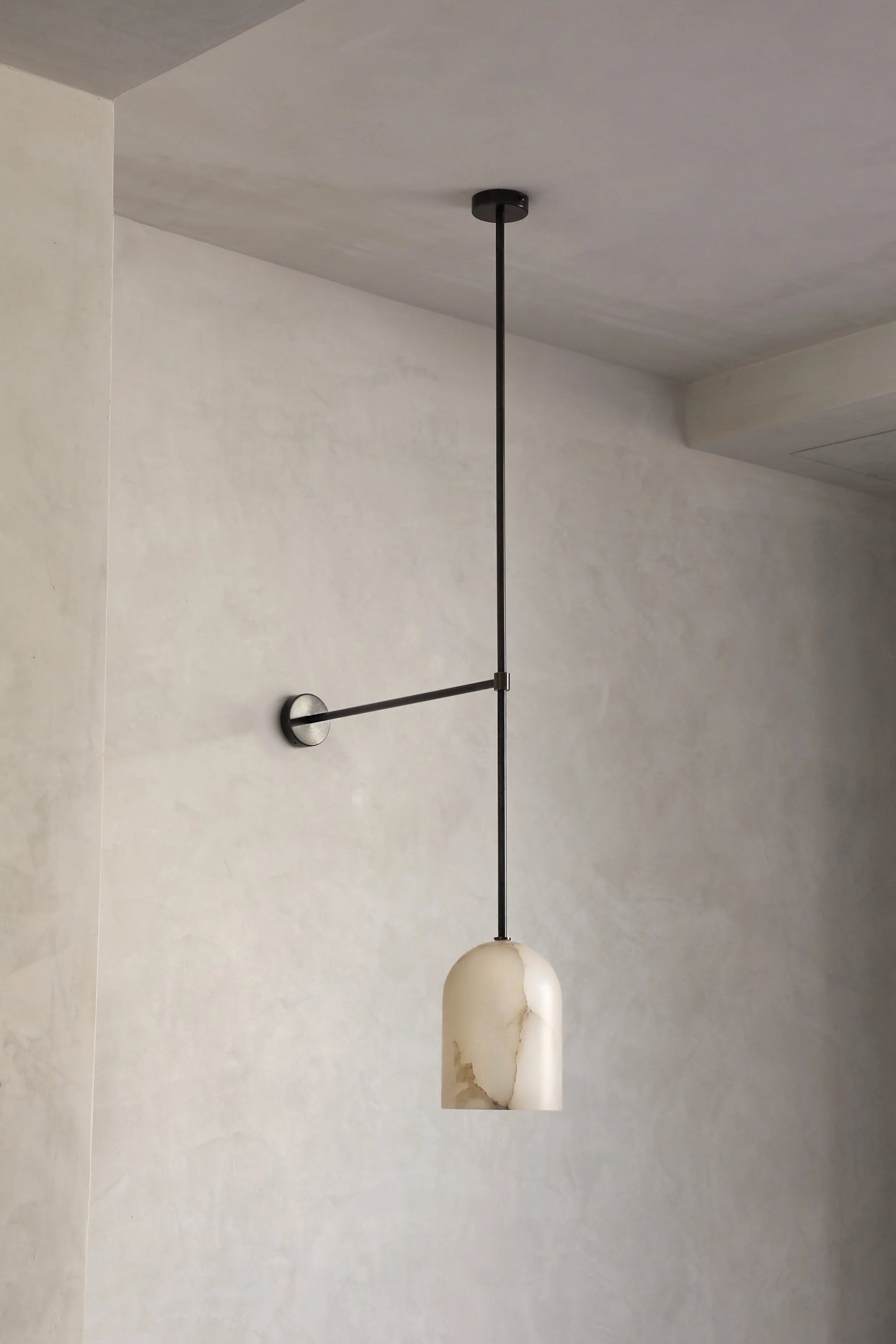 Belfry Arm Alabaster Sconce | Tall 100cm Natural Stone Wall Lamp