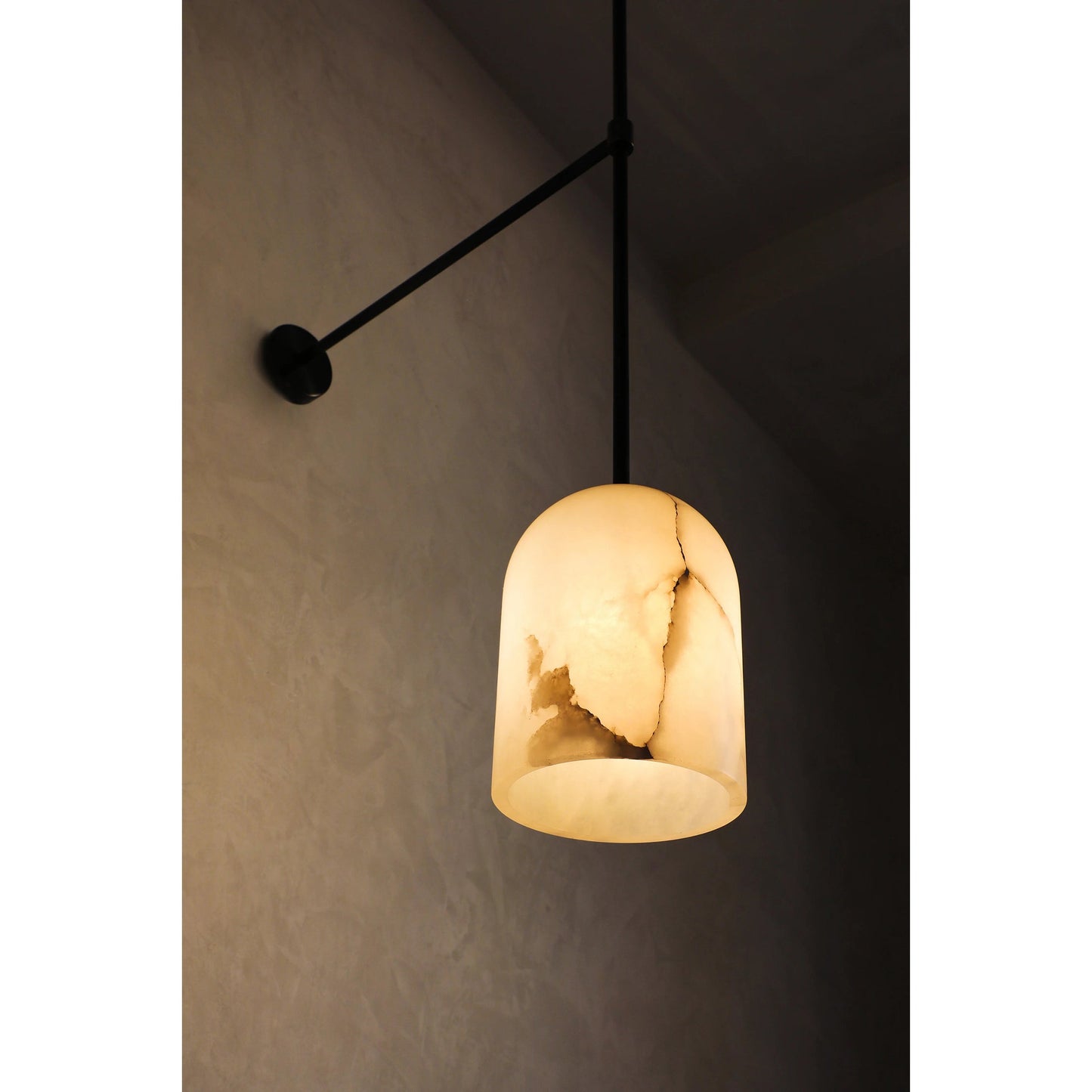 Belfry Arm Alabaster Sconce | Tall 100cm Natural Stone Wall Lamp