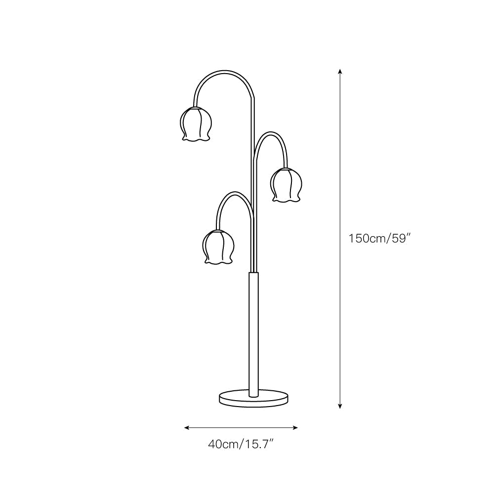 Bell Orchid Floor Lamp | Modern Minimalist Green & Glass Standing Light