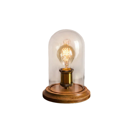 Bell Jar Table Lamp | Modern Minimalist Glass Dome & Solid Wood Light