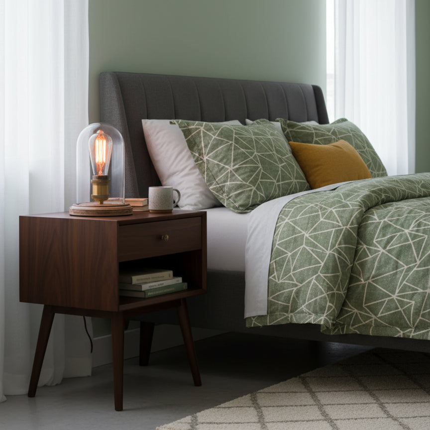 Bell Jar Table Lamp | Modern Minimalist Glass Dome & Solid Wood Light