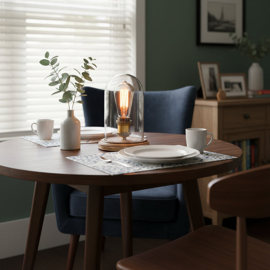 Bell Jar Table Lamp | Modern Minimalist Glass Dome & Solid Wood Light