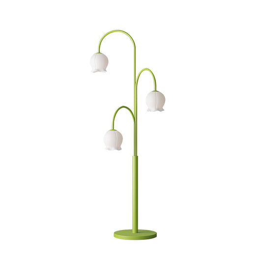 Bell Orchid Floor Lamp | Modern Minimalist Green & Glass Standing Light