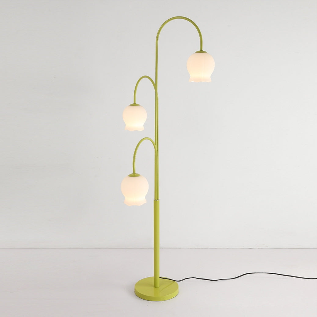 Bell Orchid Floor Lamp | Modern Minimalist Green & Glass Standing Light
