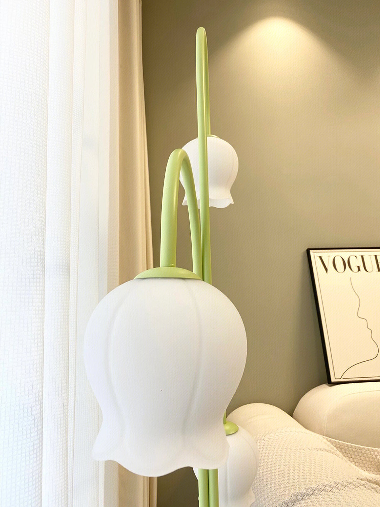 Bell Orchid Floor Lamp | Modern Minimalist Green & Glass Standing Light
