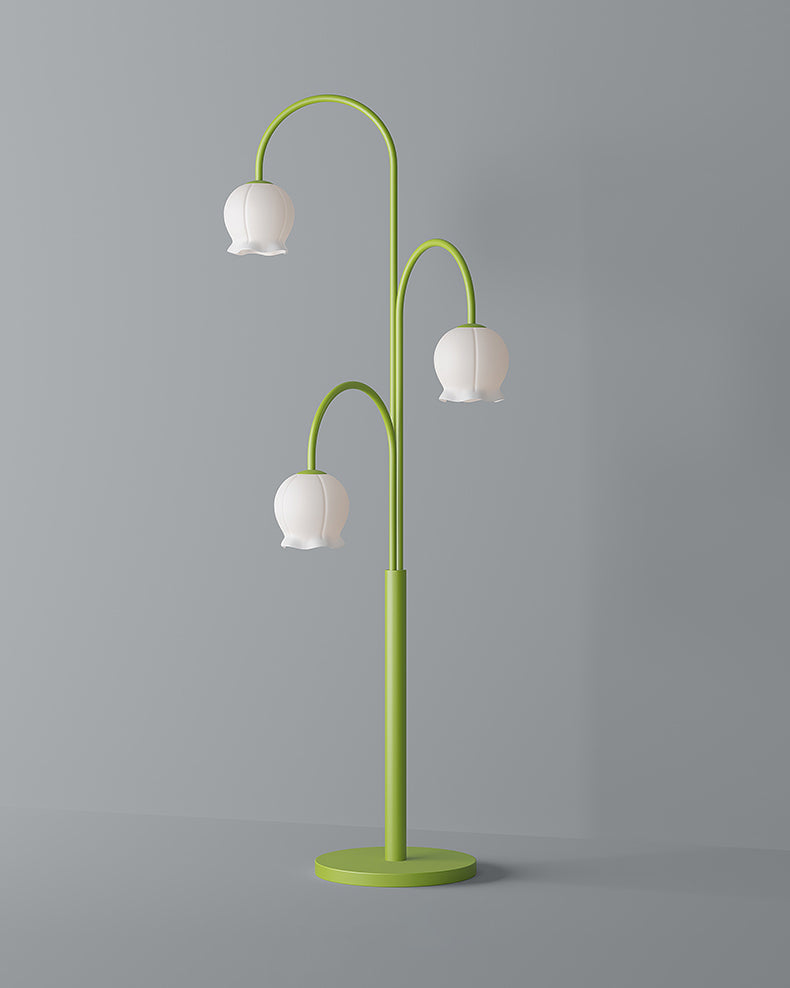 Bell Orchid Floor Lamp | Modern Minimalist Green & Glass Standing Light