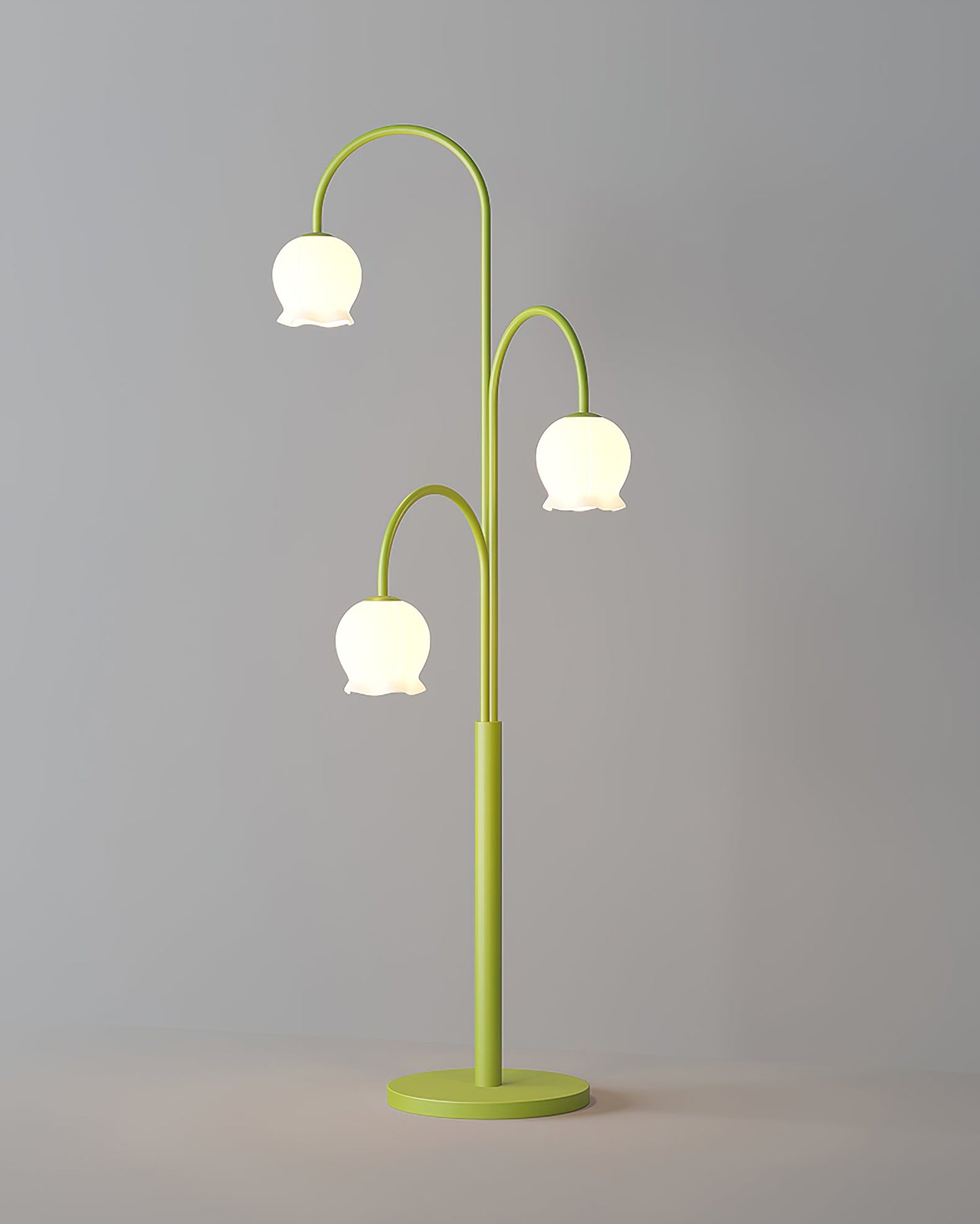 Bell Orchid Floor Lamp | Modern Minimalist Green & Glass Standing Light