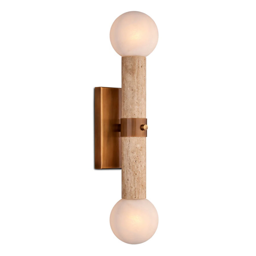 Bellini Travertine Wall Lamp | Luxury Textured Glass & Stone Sconce