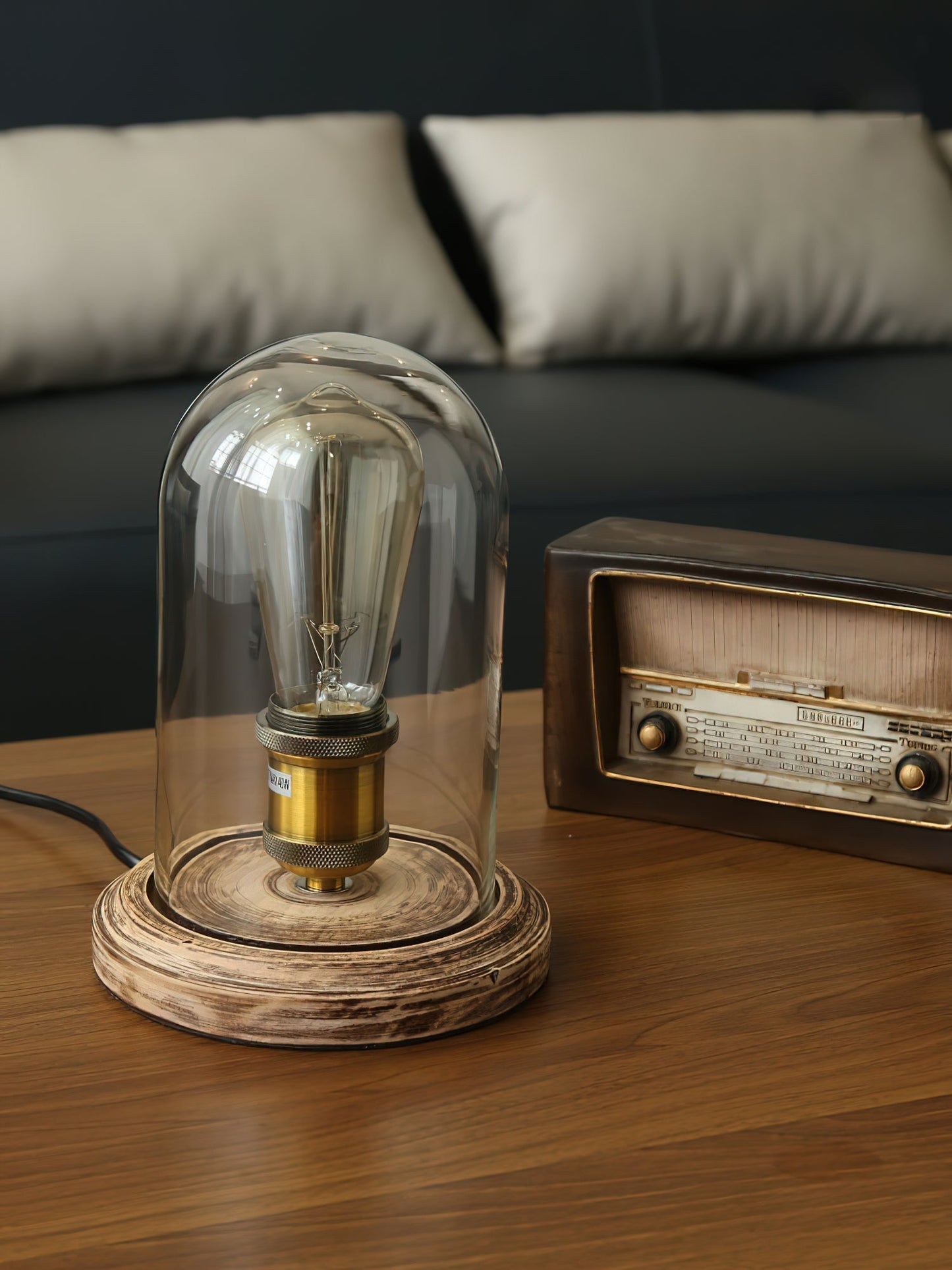 Bell Jar Table Lamp | Modern Minimalist Glass Dome & Solid Wood Light