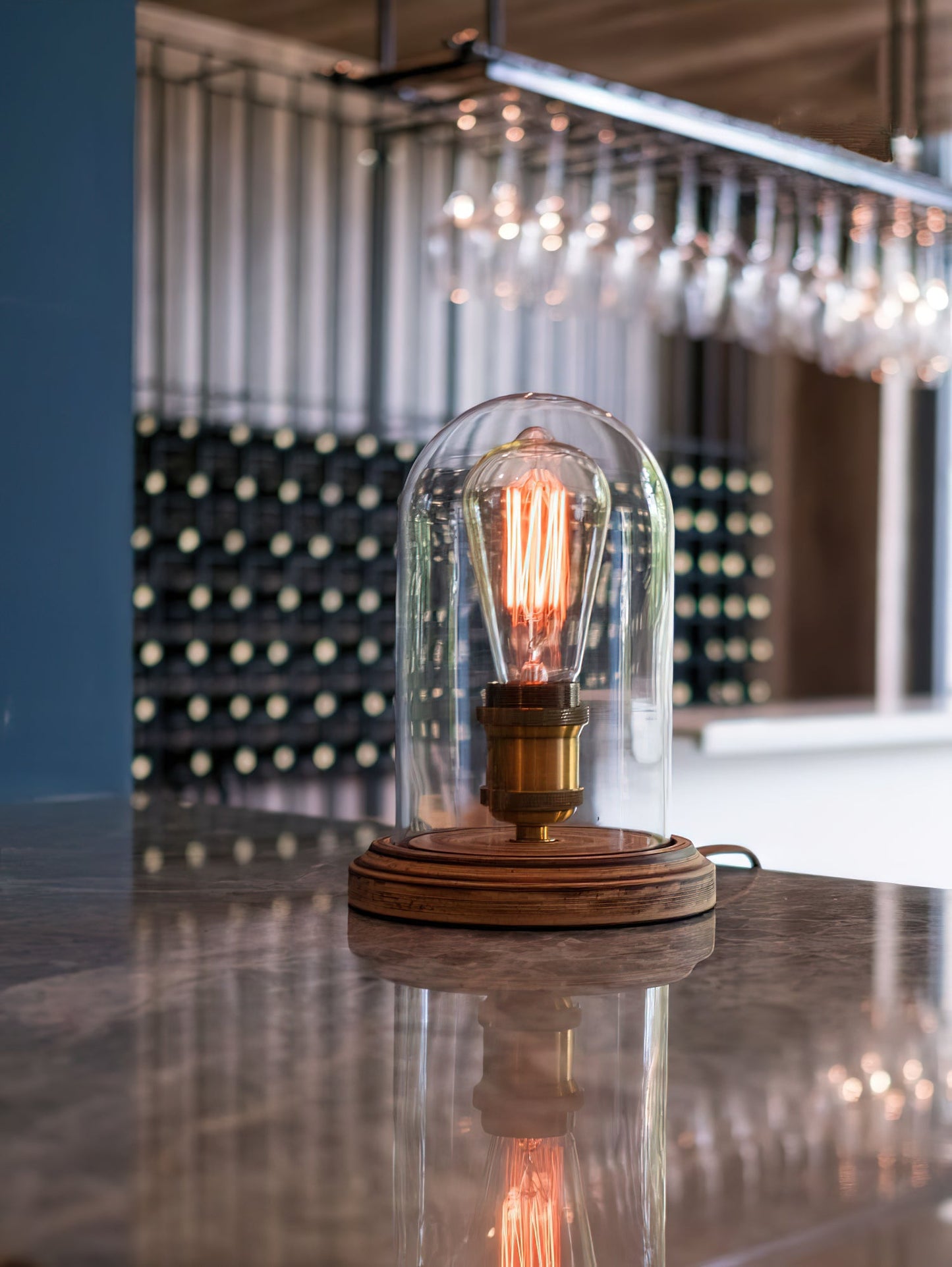 Bell Jar Table Lamp | Modern Minimalist Glass Dome & Solid Wood Light