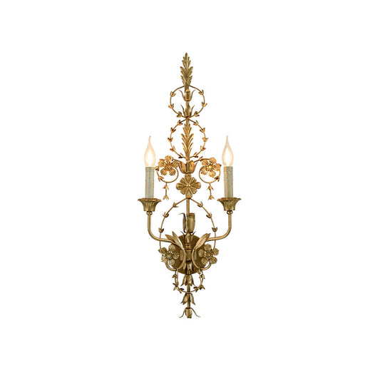 Belmonte Brass Wall Sconce | Tall 75cm Vintage Candle Wall Lamp
